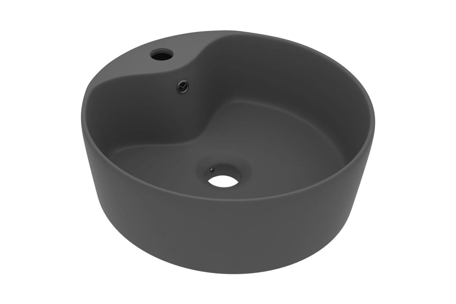 vidaXL 147038 Luxury Wash Basin With Overflow Matt Dark Grey 36x13cm Ceramic
