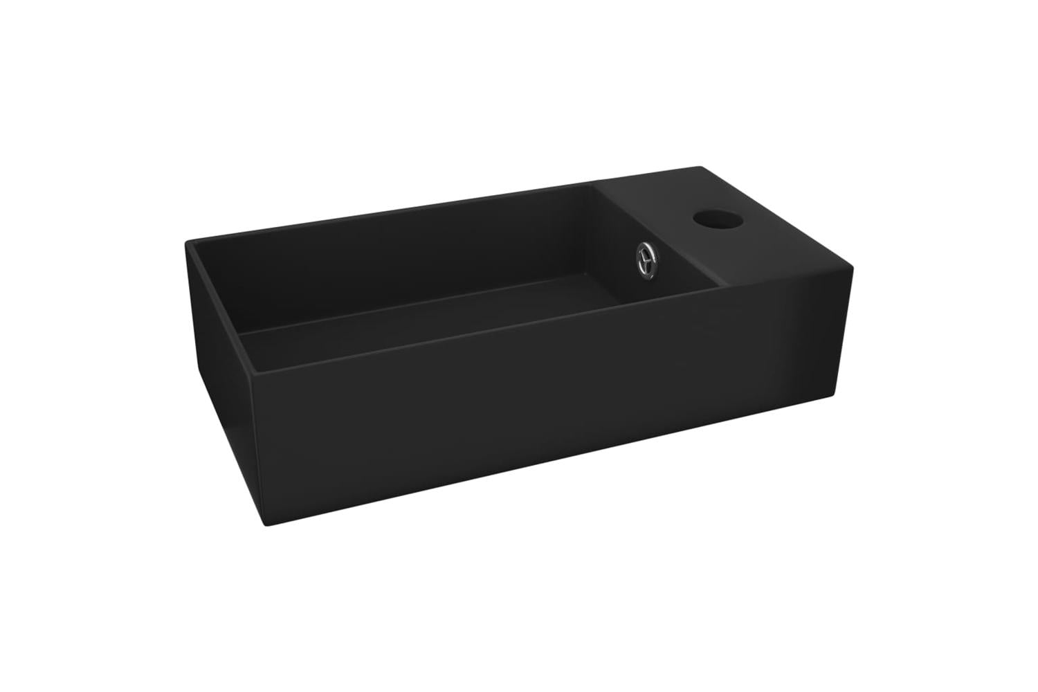 Vidaxl 146997 Bathroom Sink With Overflow Ceramic Matt Black