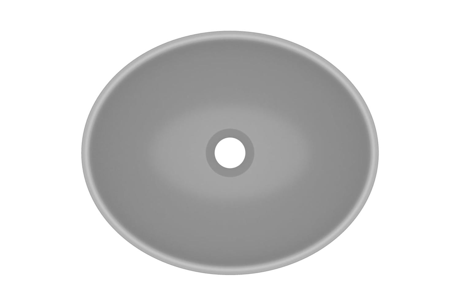 vidaXL 146927 Luxury Basin Oval-shaped Matt Light Grey 40x33cm Ceramic-4