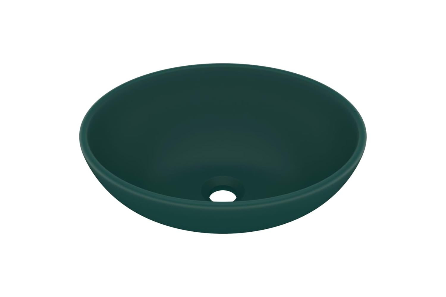 vidaXL 146926 Luxury Basin Oval-shaped Matt Dark Green 40x33cm Ceramic