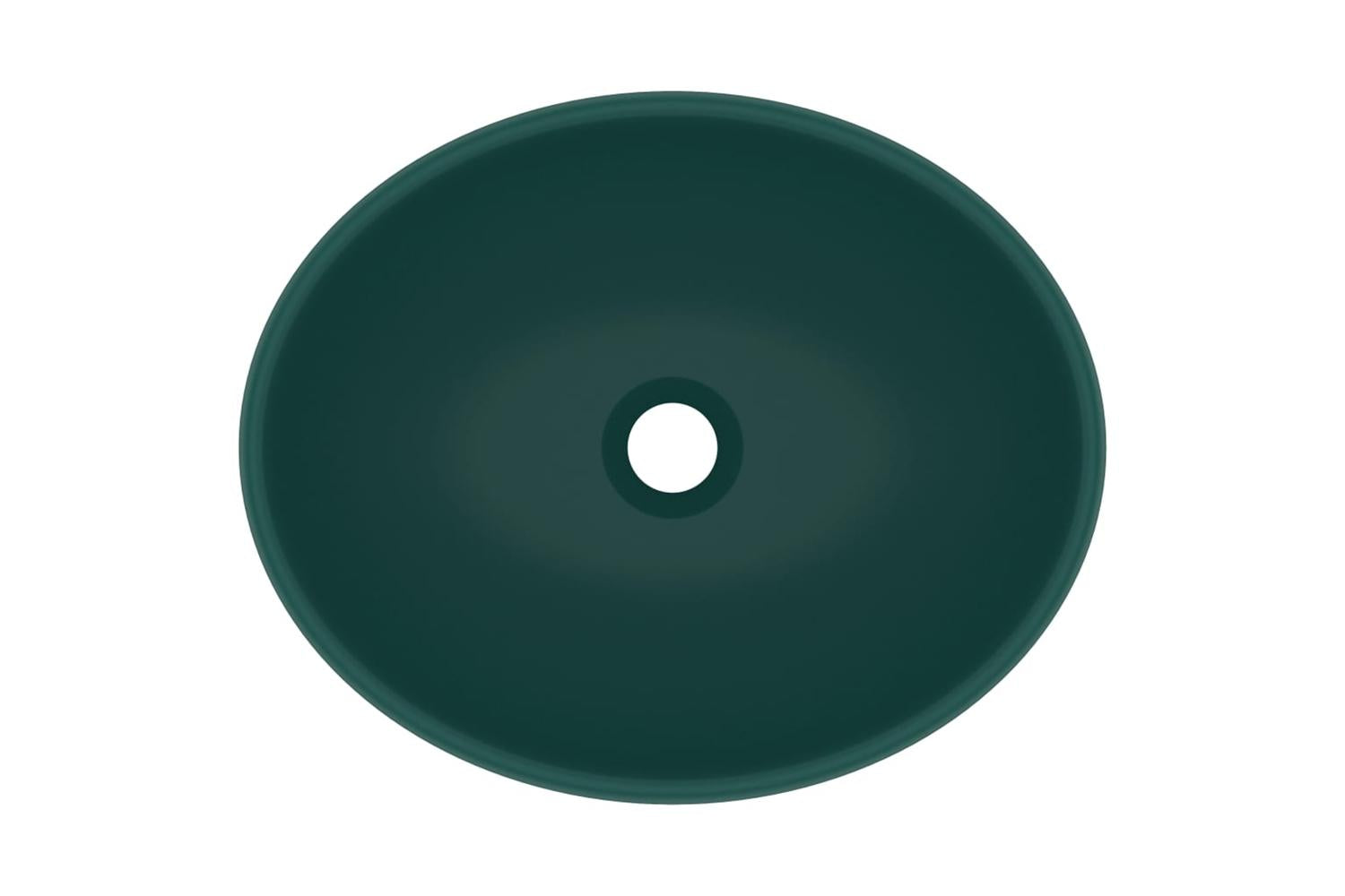 vidaXL 146926 Luxury Basin Oval-shaped Matt Dark Green 40x33cm Ceramic-4