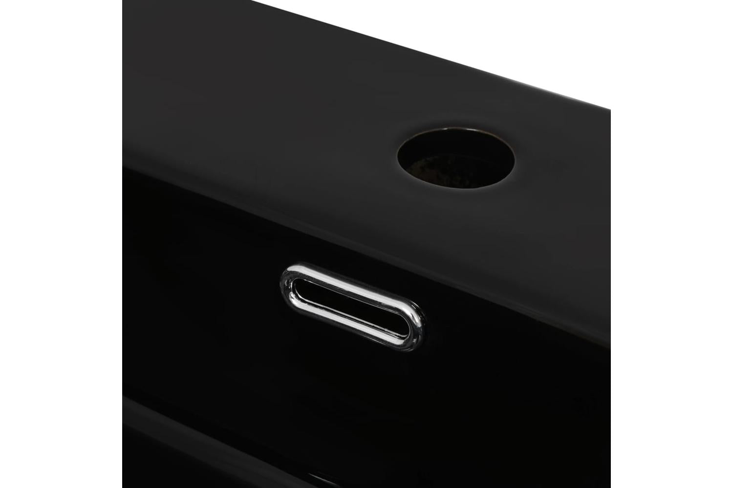 vidaXL 142741 Basin With Faucet Hole Ceramic Black 51.5x38.5x15cm-4