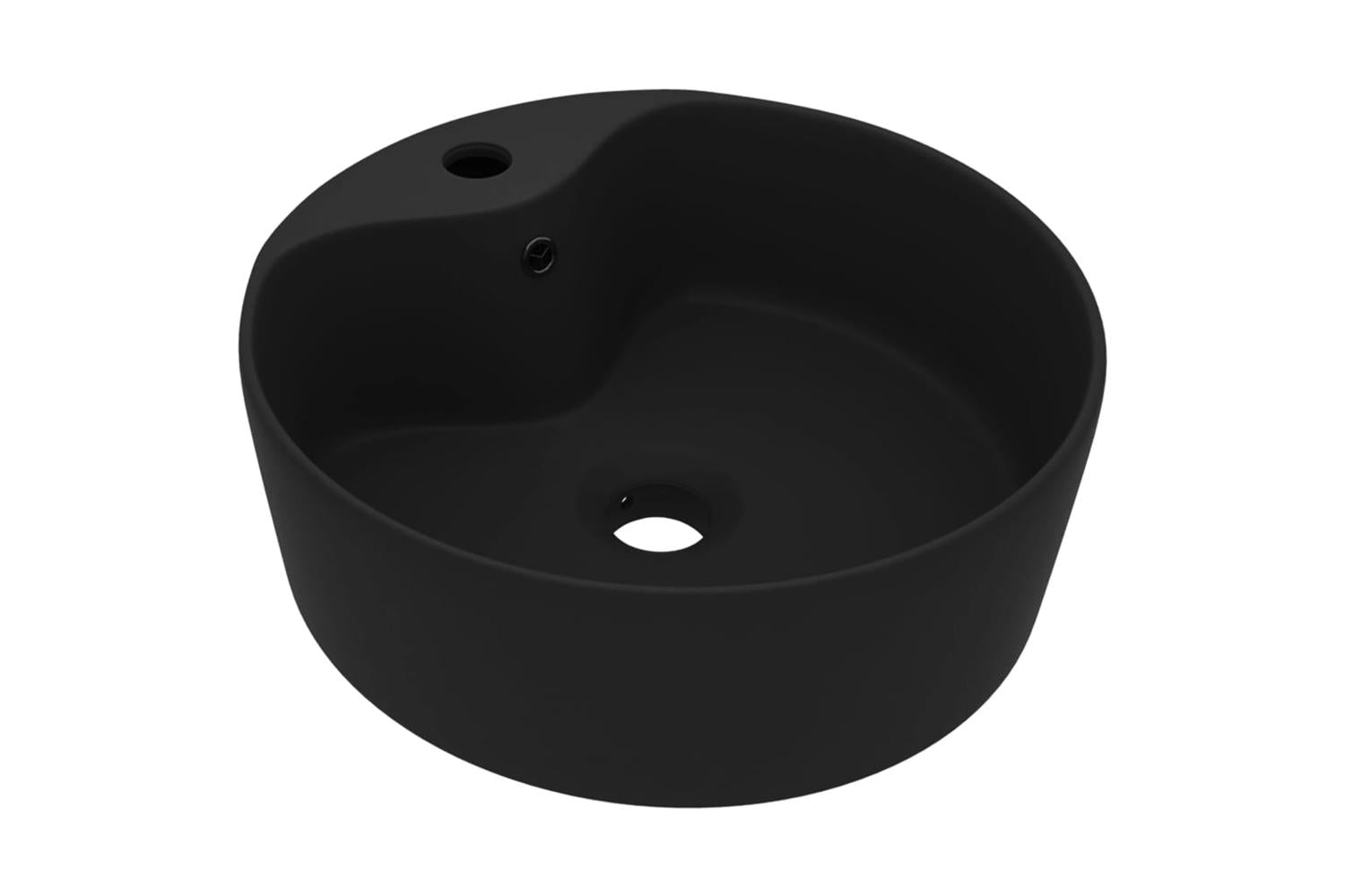 vidaXL 147041 Luxury Wash Basin With Overflow Matt Black 36x13cm Ceramic-2