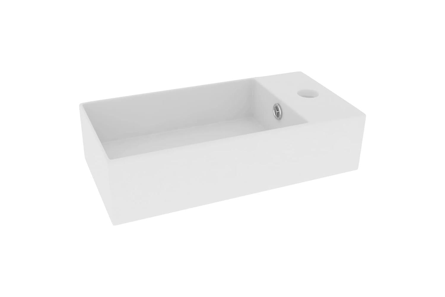 Vidaxl 146987 Bathroom Sink With Overflow Ceramic Matt White-2