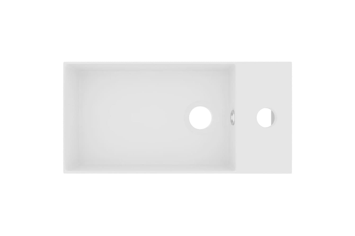 Vidaxl 146987 Bathroom Sink With Overflow Ceramic Matt White-3