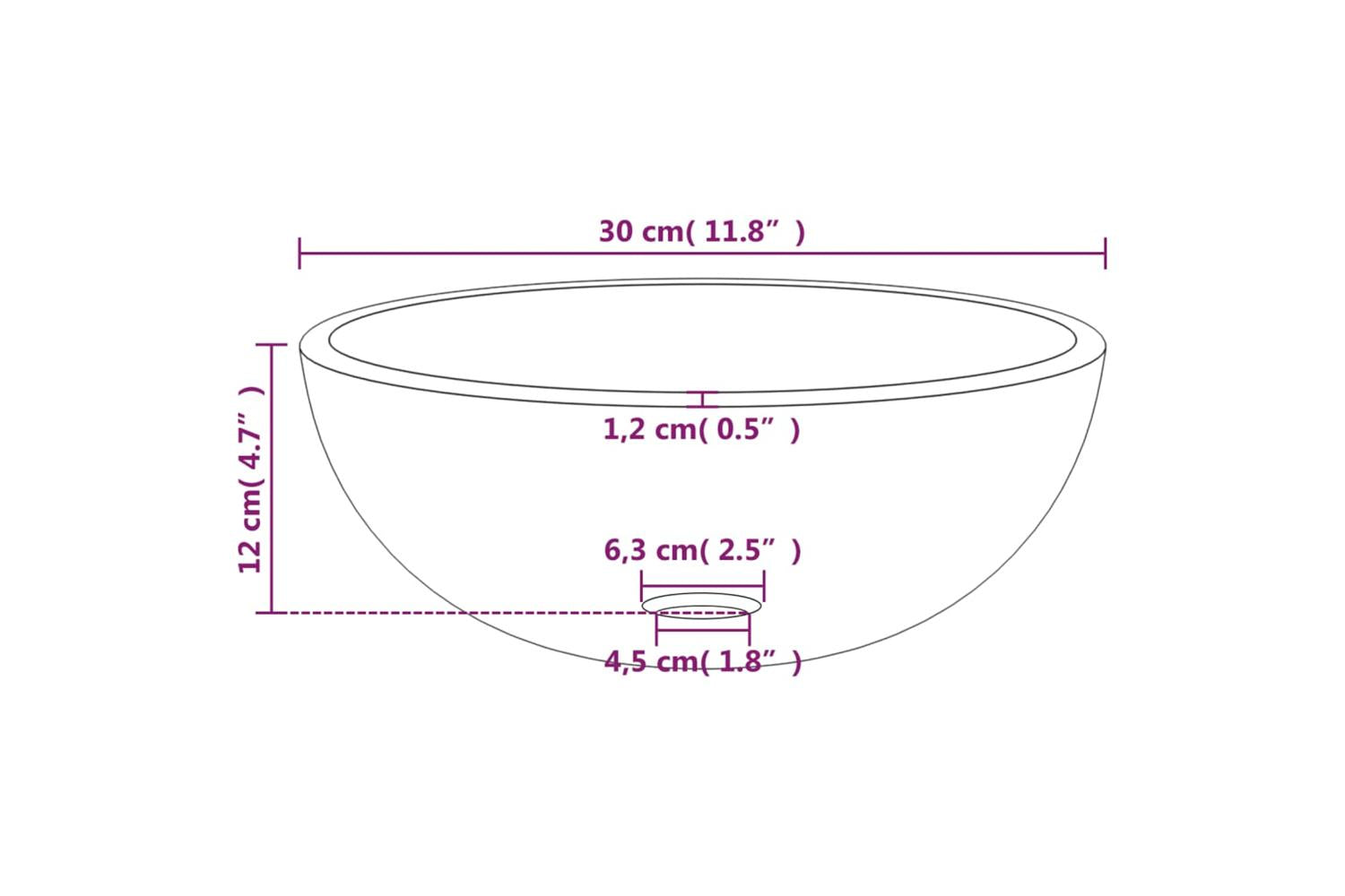 vidaXL 345253 Basin Tempered Glass 30x12cm White-5