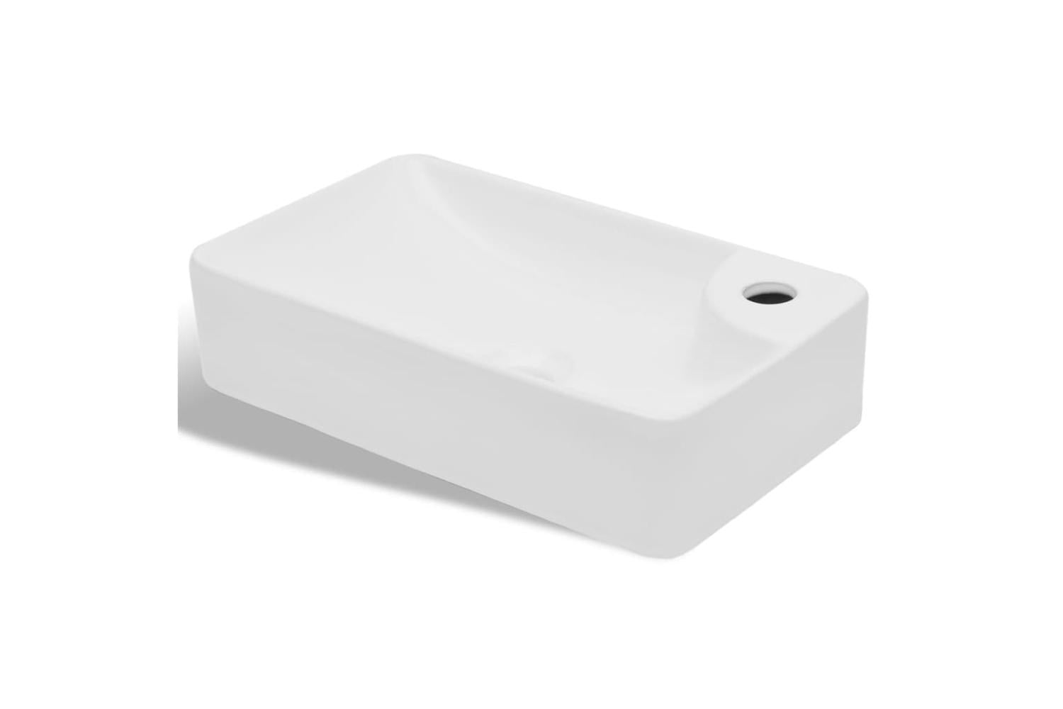 Vidaxl 141934 Ceramic Bathroom Sink Basin With Faucet Hole White