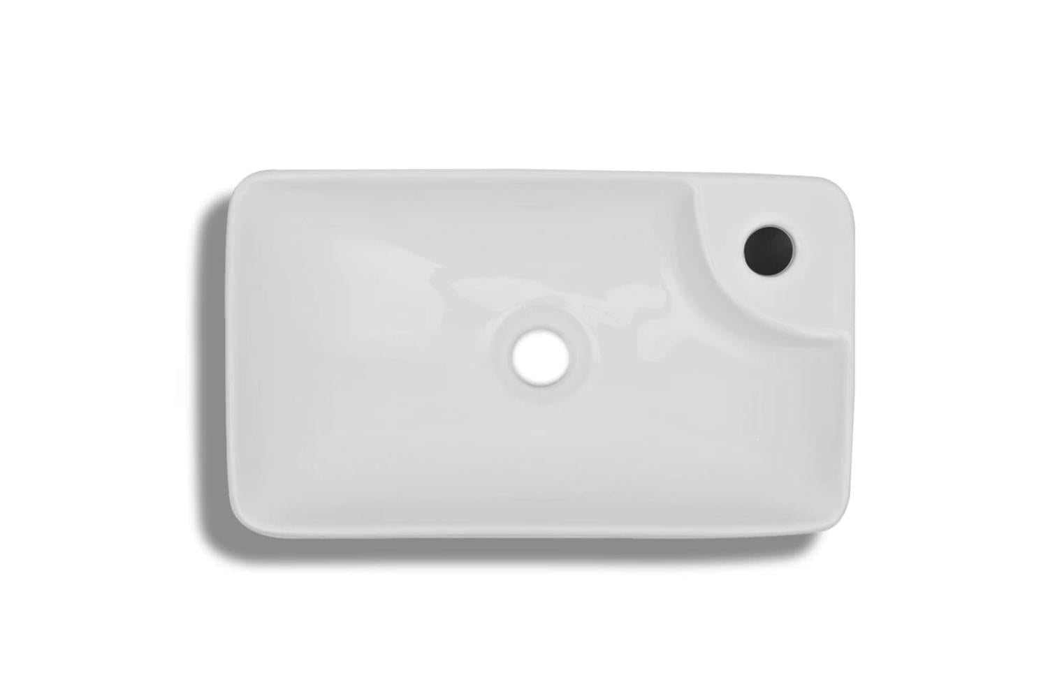 Vidaxl 141934 Ceramic Bathroom Sink Basin With Faucet Hole White-3