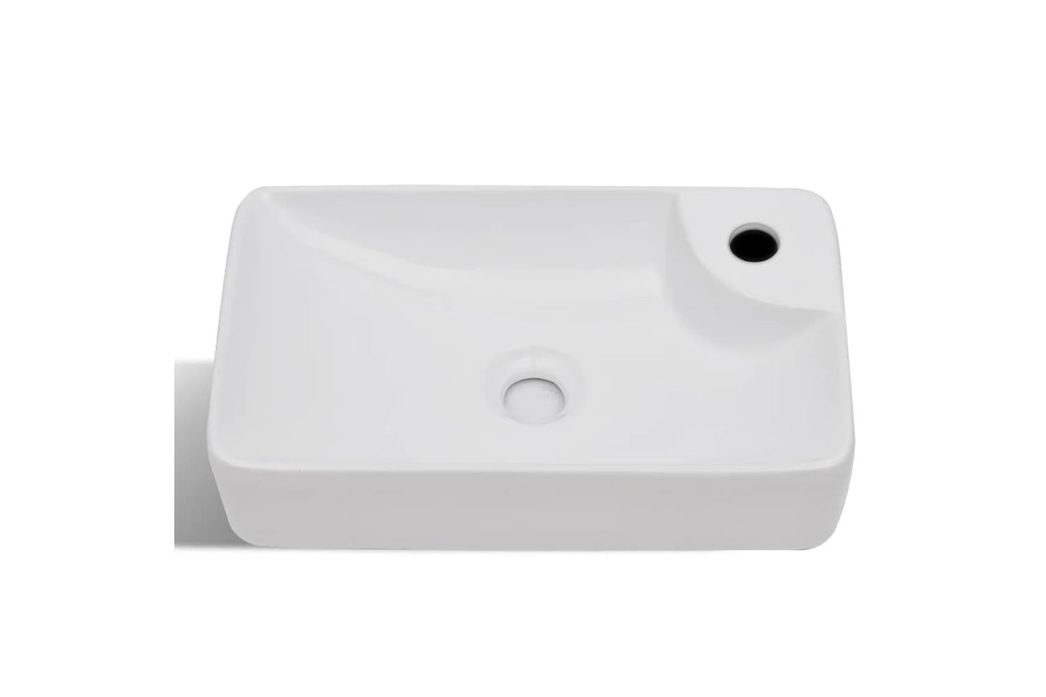 Vidaxl 141934 Ceramic Bathroom Sink Basin With Faucet Hole White-4