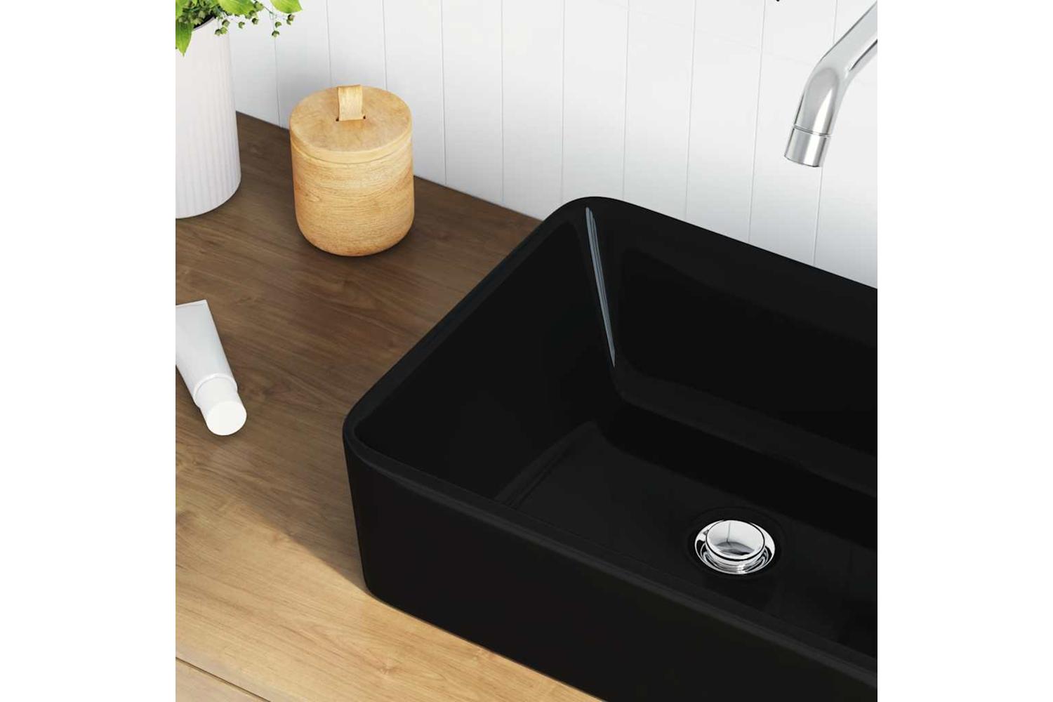 vidaXL 143920 Wash Basin 40x30x13cm Ceramic Black-3
