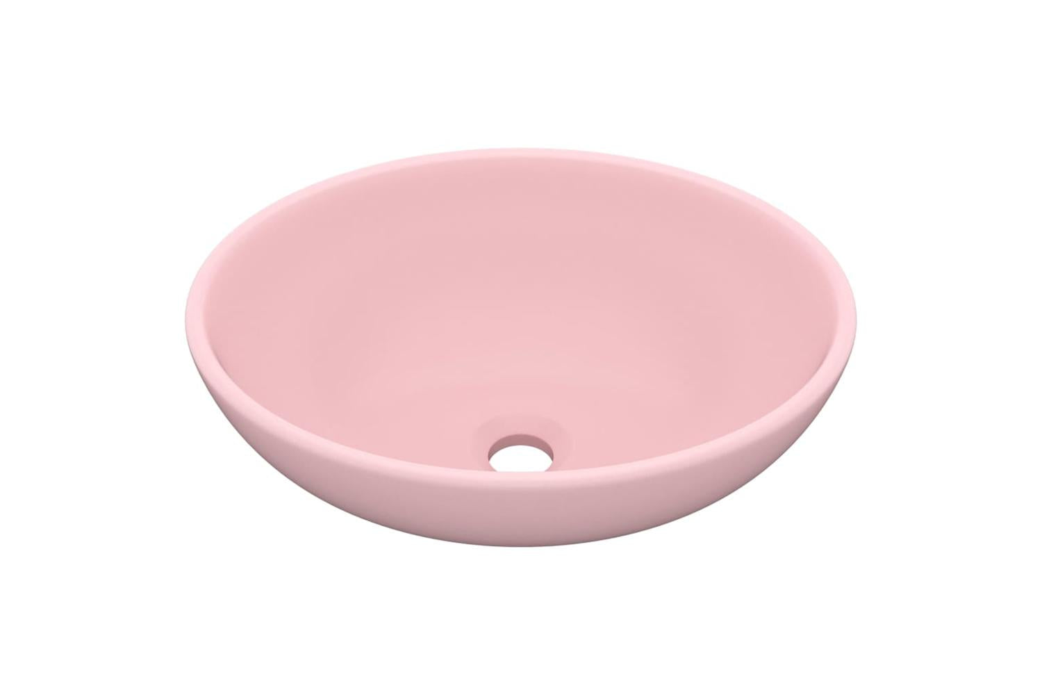 vidaXL 146922 Luxury Basin Oval-shaped Matt Pink 40x33cm Ceramic-2