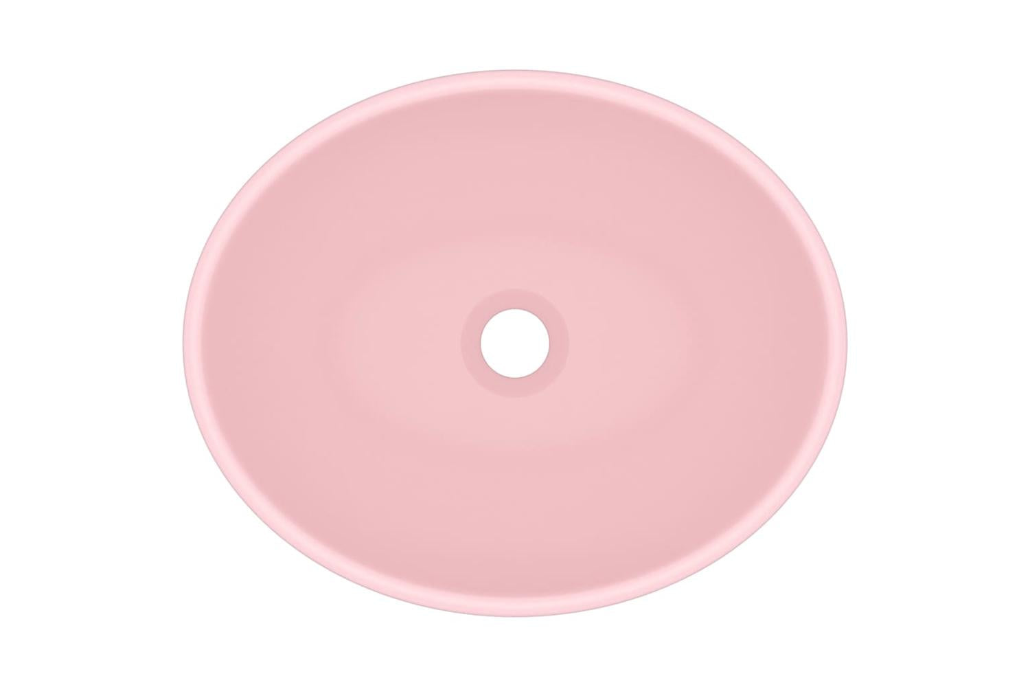 vidaXL 146922 Luxury Basin Oval-shaped Matt Pink 40x33cm Ceramic-4