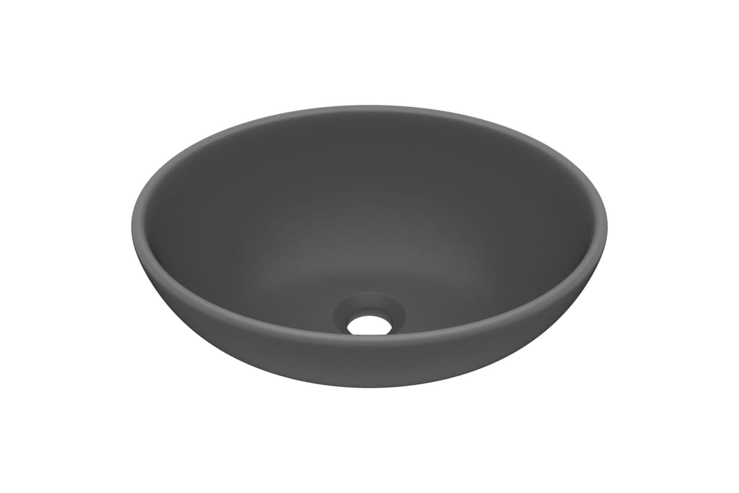 vidaXL 146928 Luxury Basin Oval-shaped Matt Dark Grey 40x33cm Ceramic-2