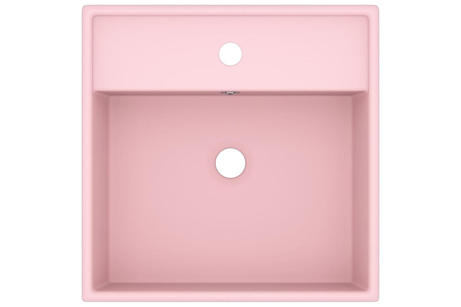 vidaXL 146944 Luxury Basin Overflow Square Matt Pink 41x41cm Ceramic-3