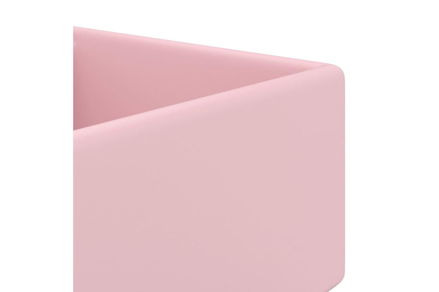 vidaXL 146944 Luxury Basin Overflow Square Matt Pink 41x41cm Ceramic-4