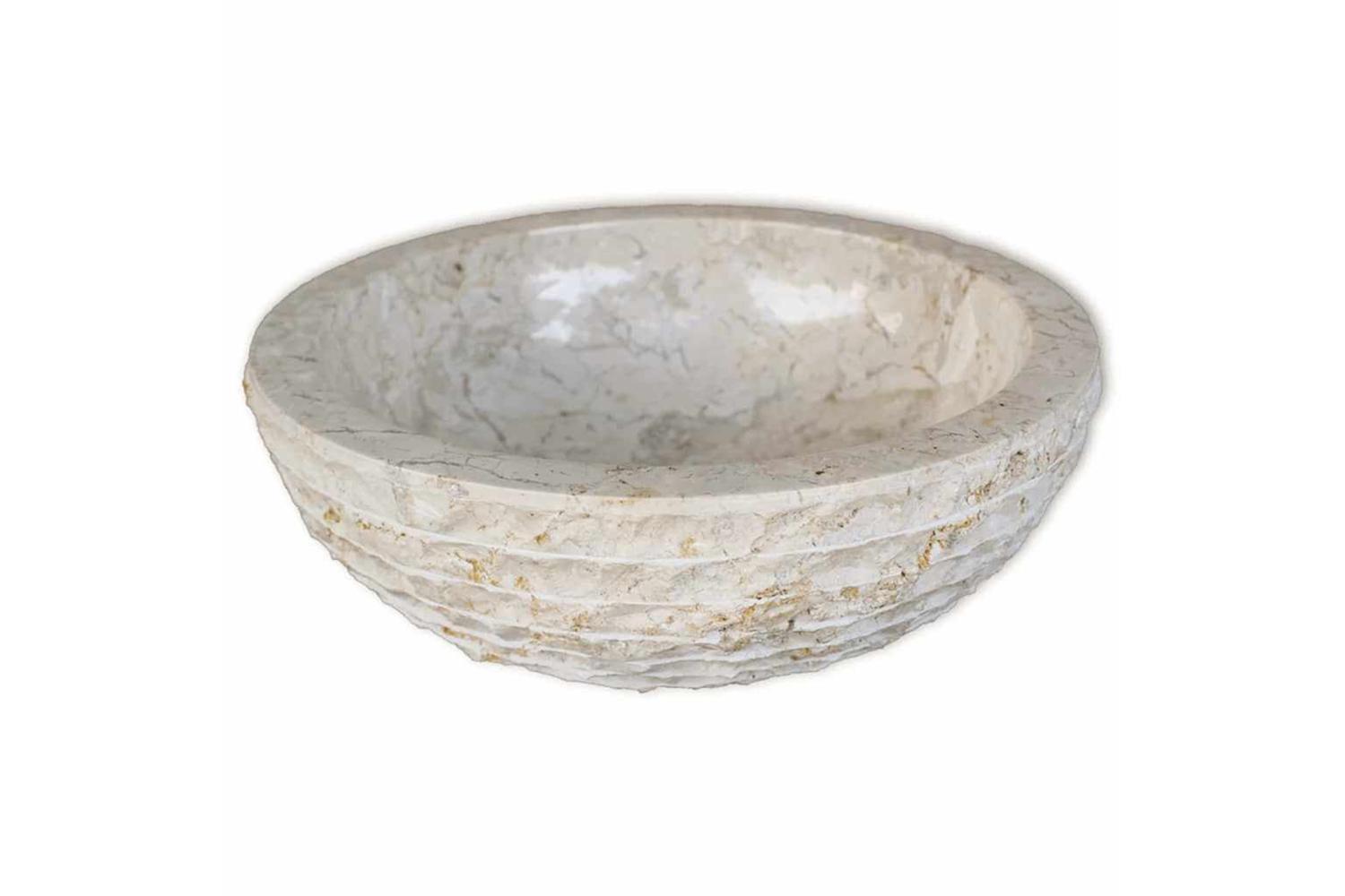 vidaXL 242673 Basin Marble 40cm Cream-2