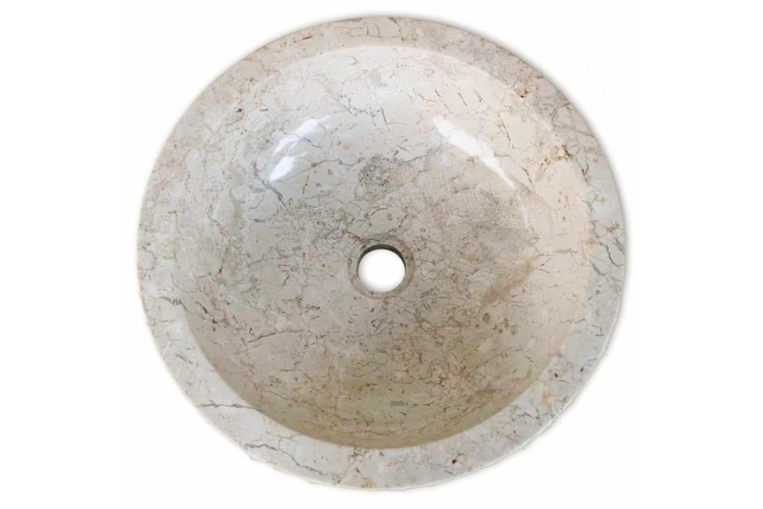 vidaXL 242673 Basin Marble 40cm Cream-3