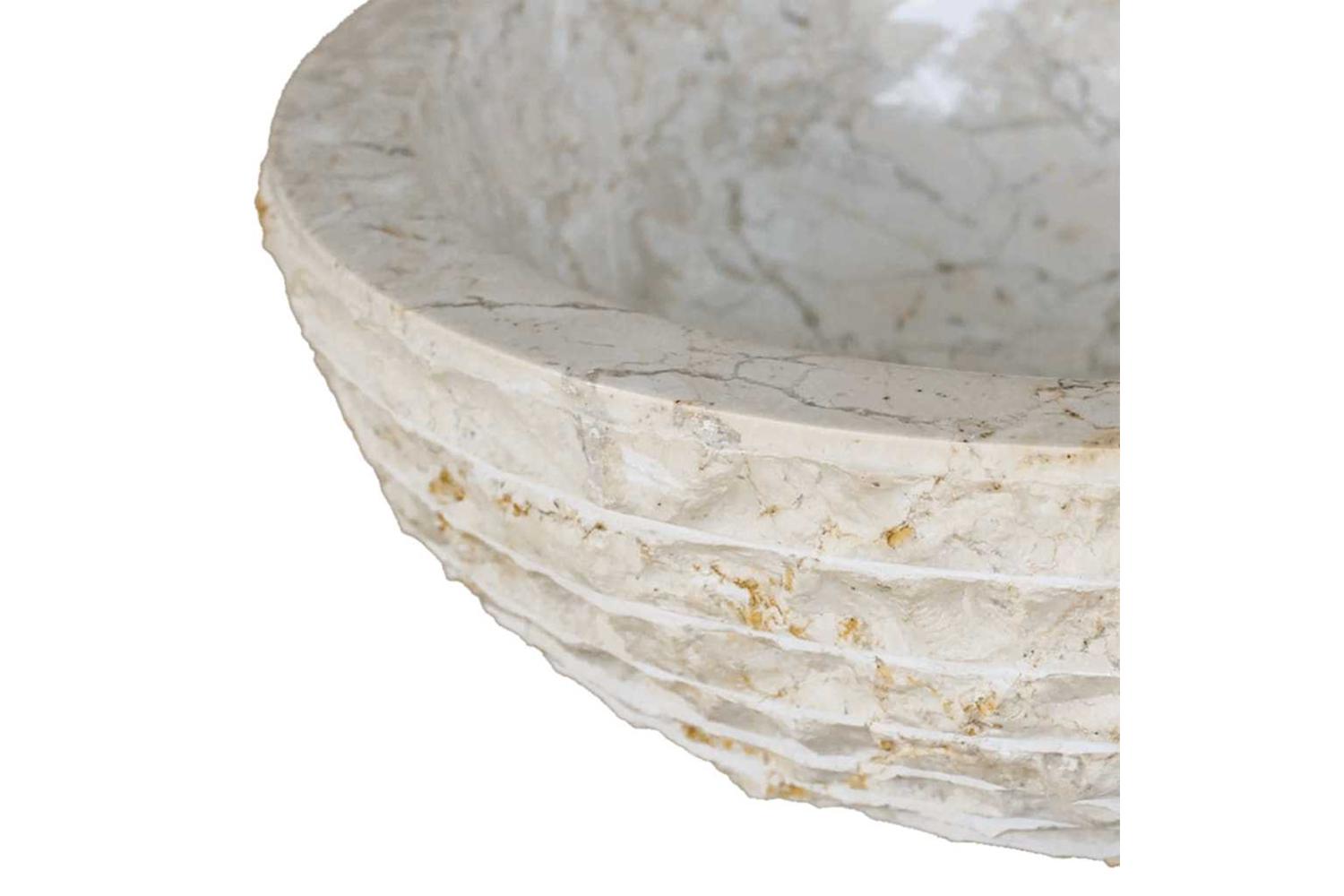 vidaXL 242673 Basin Marble 40cm Cream-4