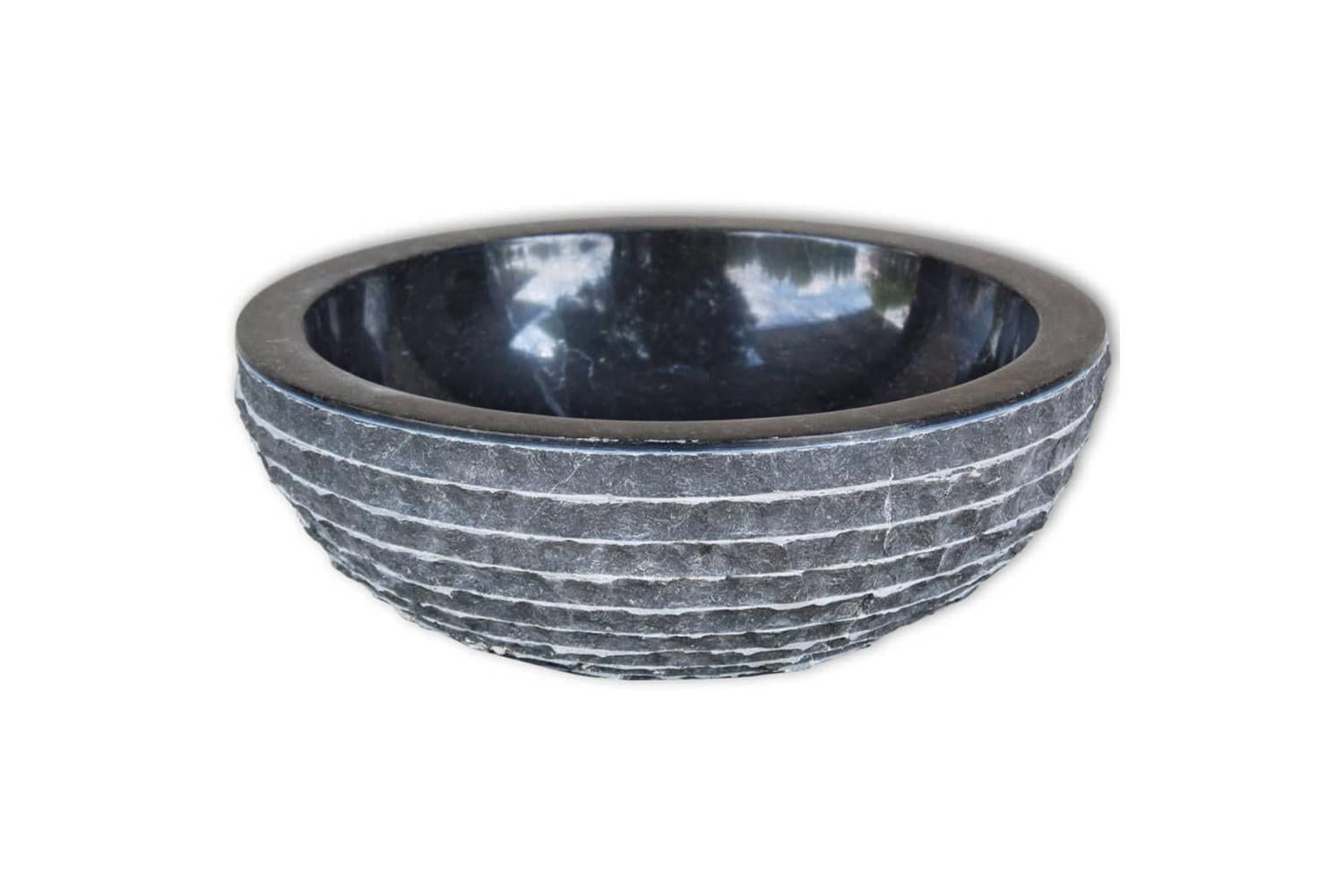 vidaXL 242672 Basin Marble 40cm Black-2