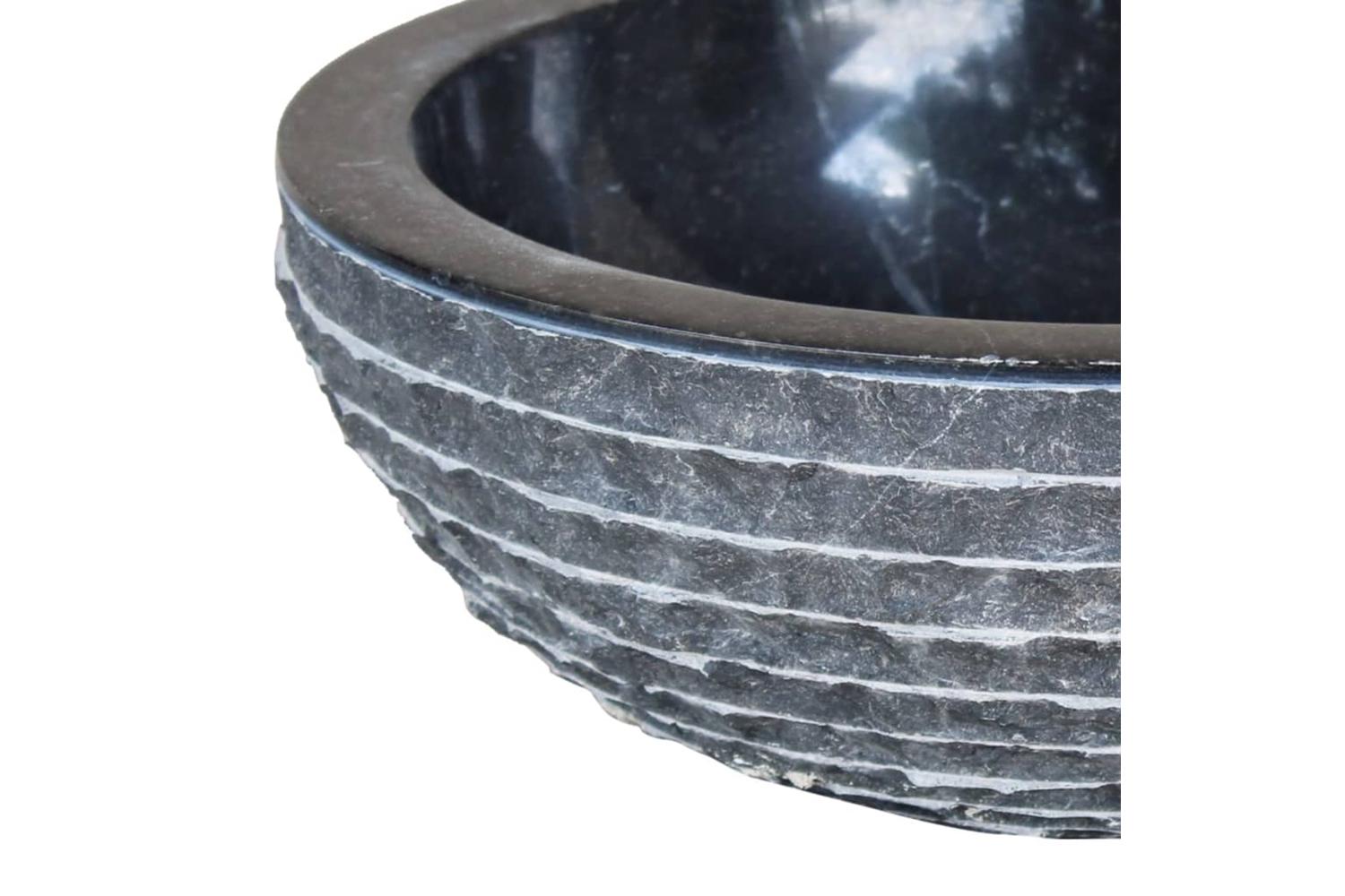 vidaXL 242672 Basin Marble 40cm Black-3