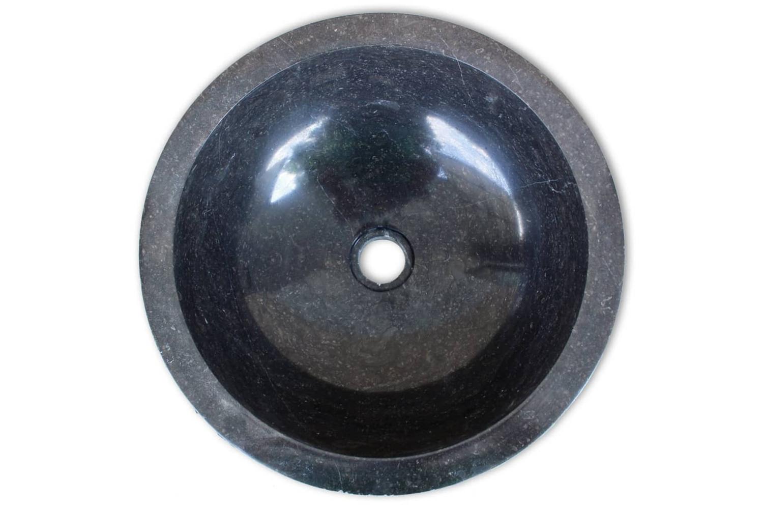 vidaXL 242672 Basin Marble 40cm Black-4