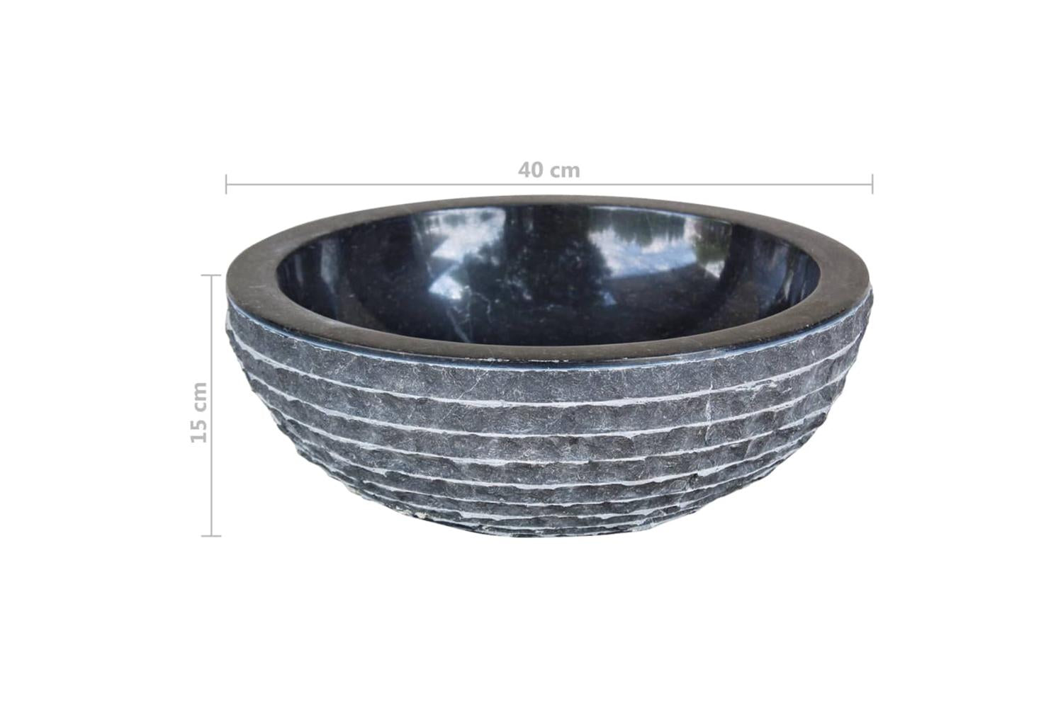 vidaXL 242672 Basin Marble 40cm Black-5