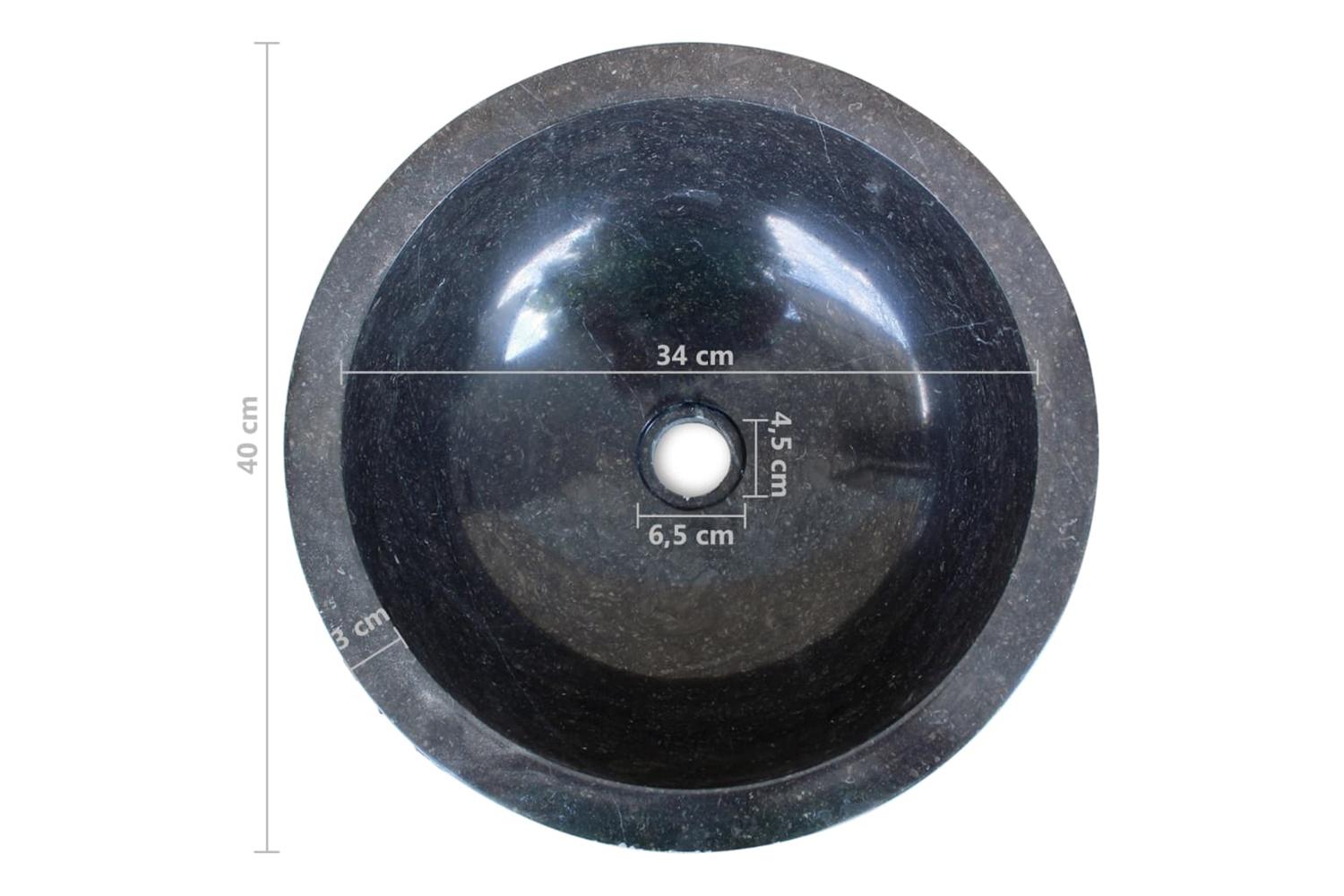 vidaXL 242672 Basin Marble 40cm Black-6