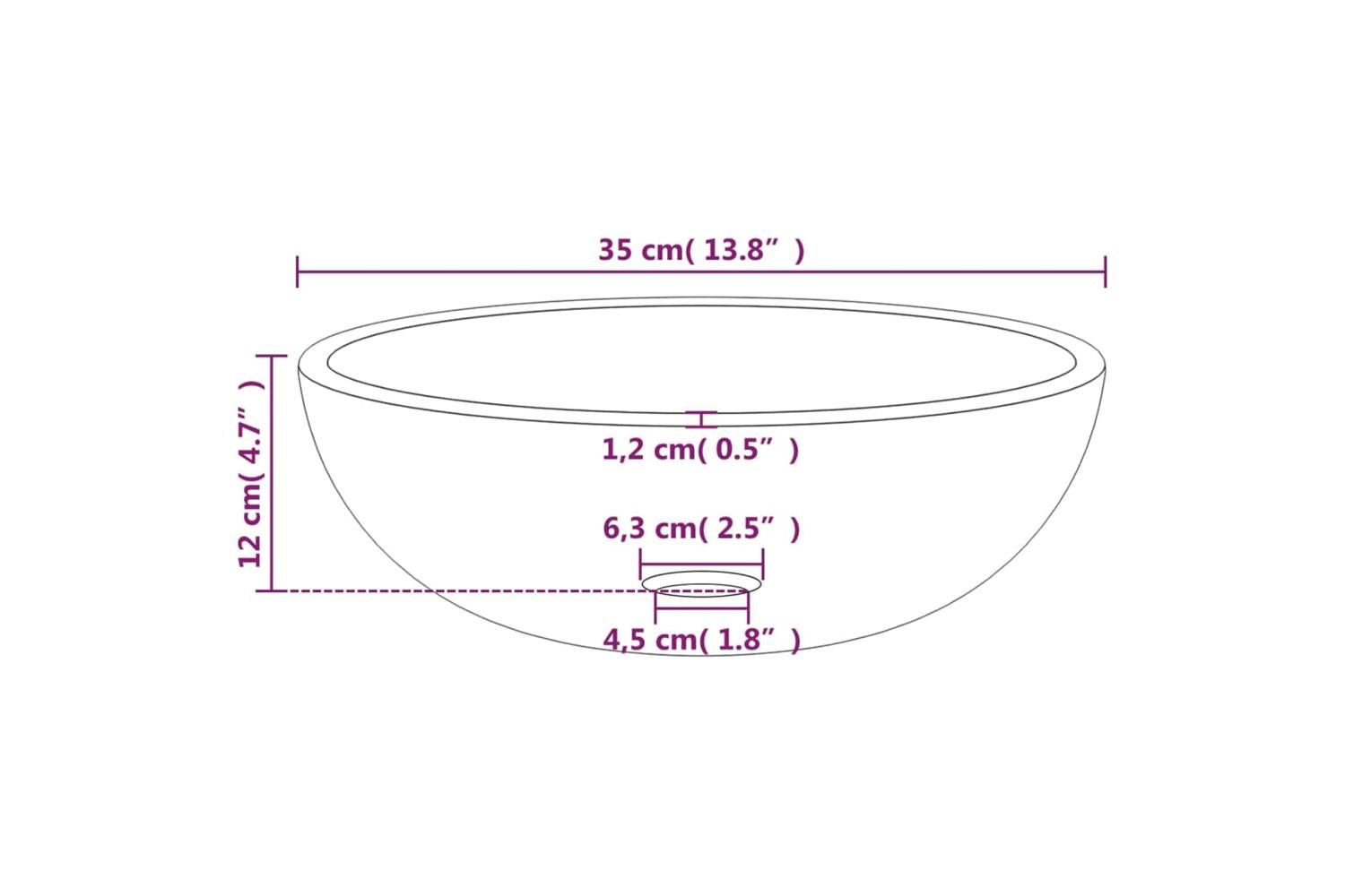 vidaXL 345246 Basin Tempered Glass 35x12cm Black-5