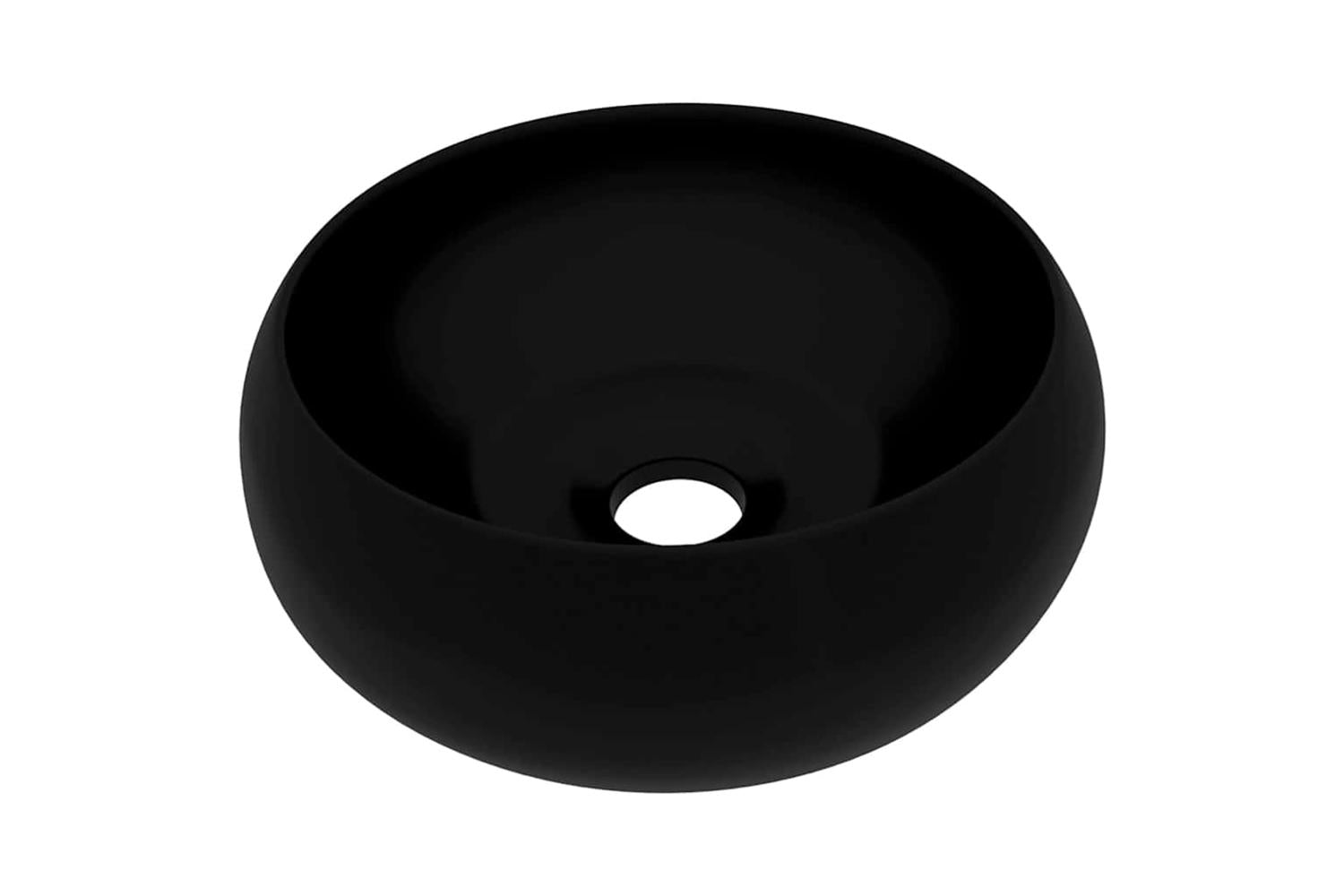 vidaXL 147008 Luxury Wash Basin Round Matt Black 40x15cm Ceramic-2