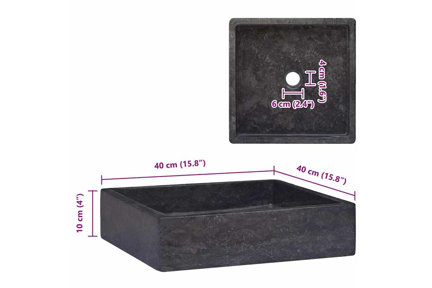 Vidaxl Sink Black 40x40x10 Cm Marble-7