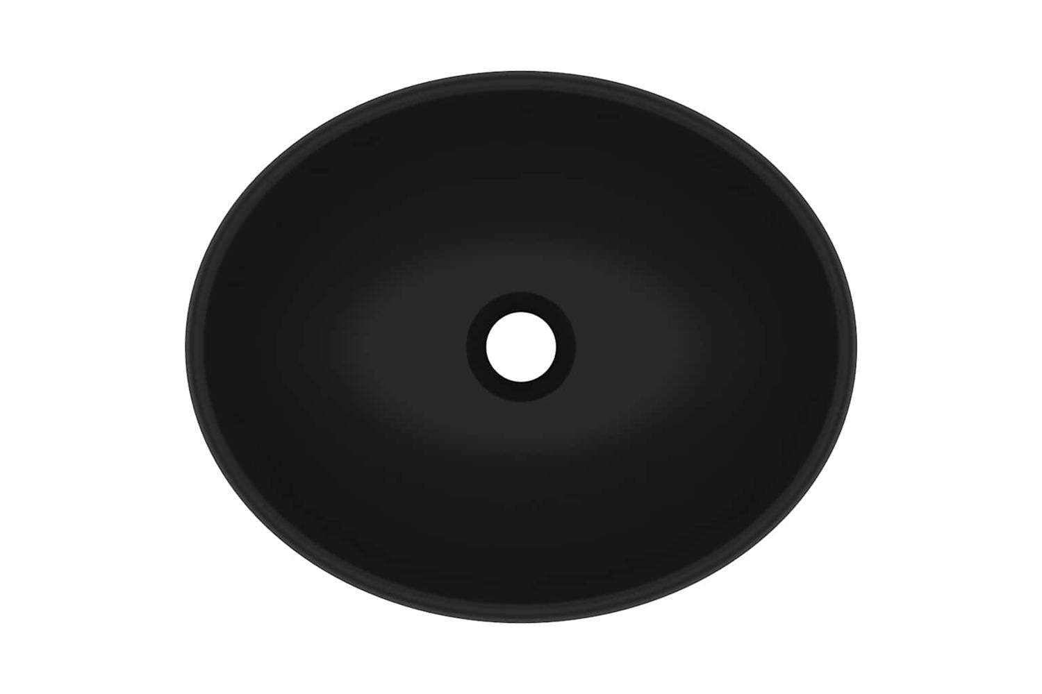 vidaXL 146931 Luxury Basin Oval-shaped Matt Black 40x33cm Ceramic-4