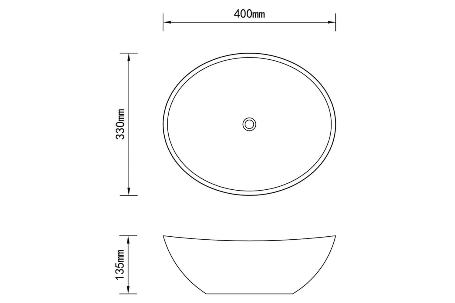 vidaXL 146931 Luxury Basin Oval-shaped Matt Black 40x33cm Ceramic-6