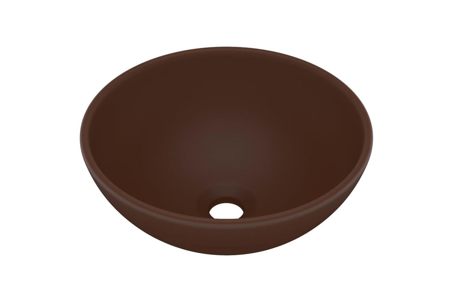 vidaXL 146973 Luxury Bathroom Basin Round Matt Dark Brown 32.5x14cm Ceramic