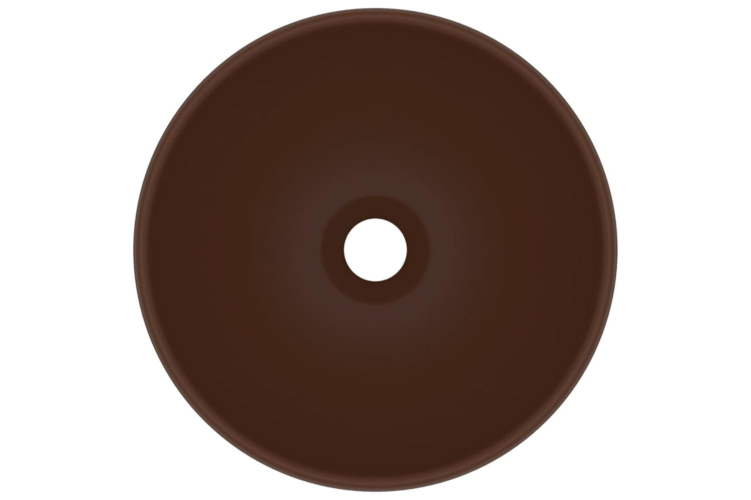 vidaXL 146973 Luxury Bathroom Basin Round Matt Dark Brown 32.5x14cm Ceramic-3