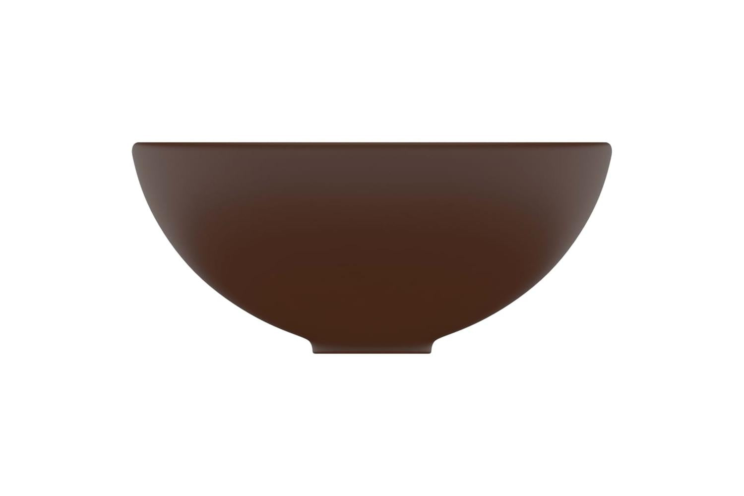 vidaXL 146973 Luxury Bathroom Basin Round Matt Dark Brown 32.5x14cm Ceramic-4