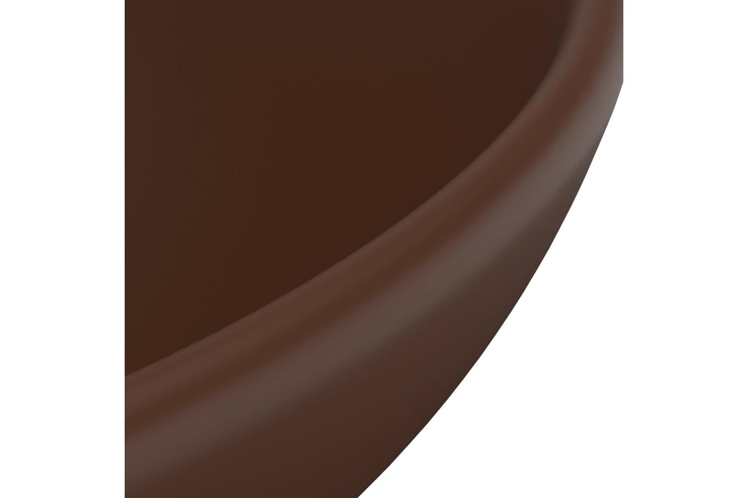 vidaXL 146973 Luxury Bathroom Basin Round Matt Dark Brown 32.5x14cm Ceramic-5