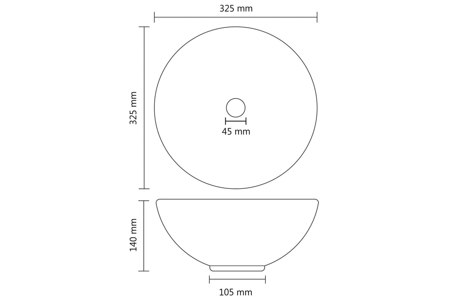vidaXL 146973 Luxury Bathroom Basin Round Matt Dark Brown 32.5x14cm Ceramic-6