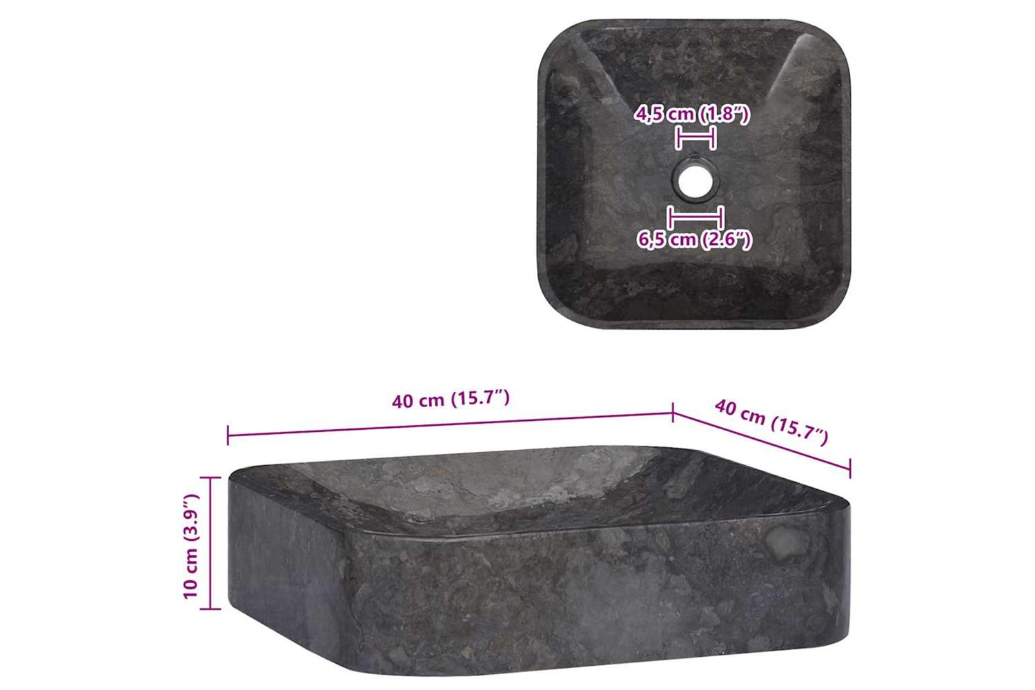 Vidaxl Sink Black 40x40x10 Cm Marble-7