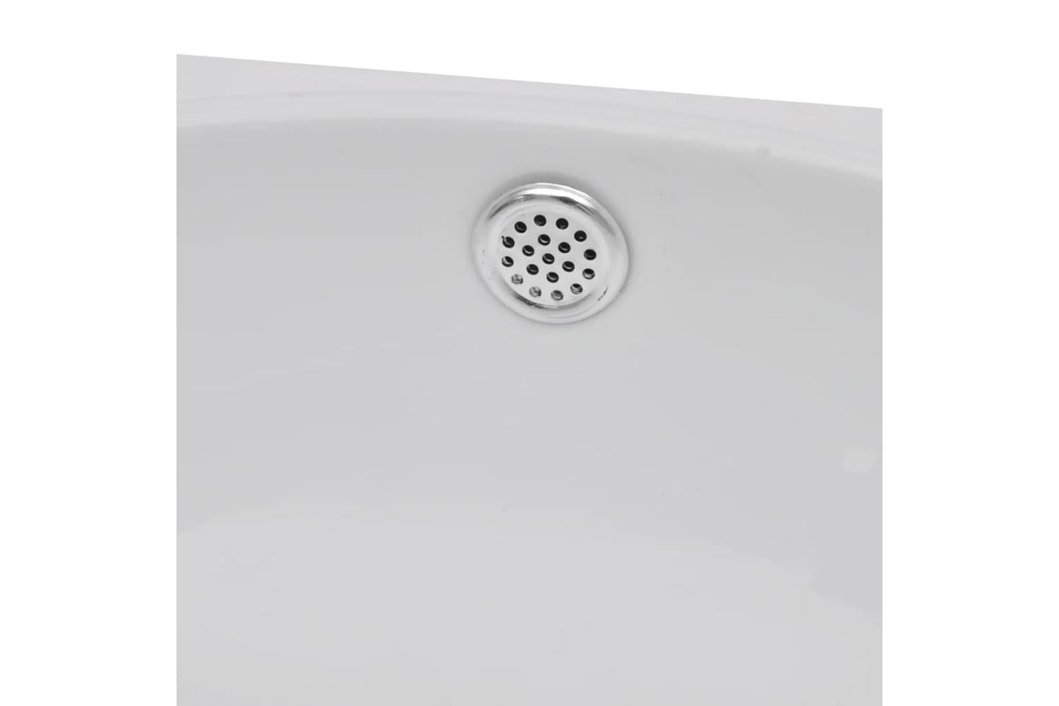 Vidaxl Ceramic Sink Basin Faucet & Overflow Hole Bathroom White-5