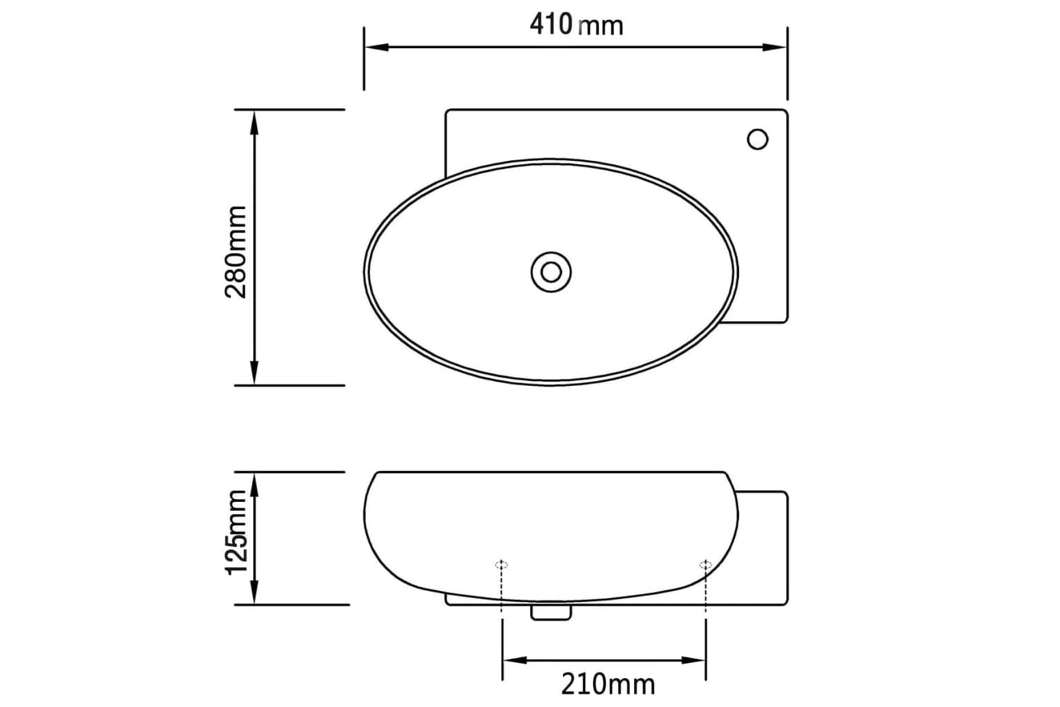Vidaxl Ceramic Sink Basin Faucet & Overflow Hole Bathroom White-7