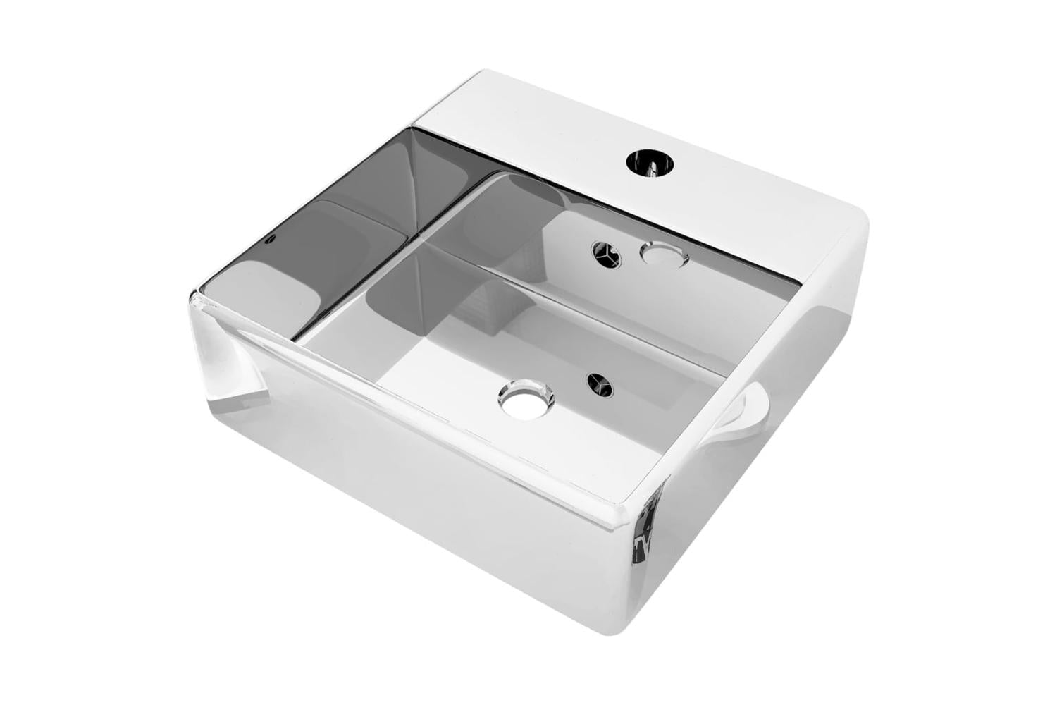 vidaXL 143477 Wash Basin With Overflow 41x41x15cm Ceramic Silver