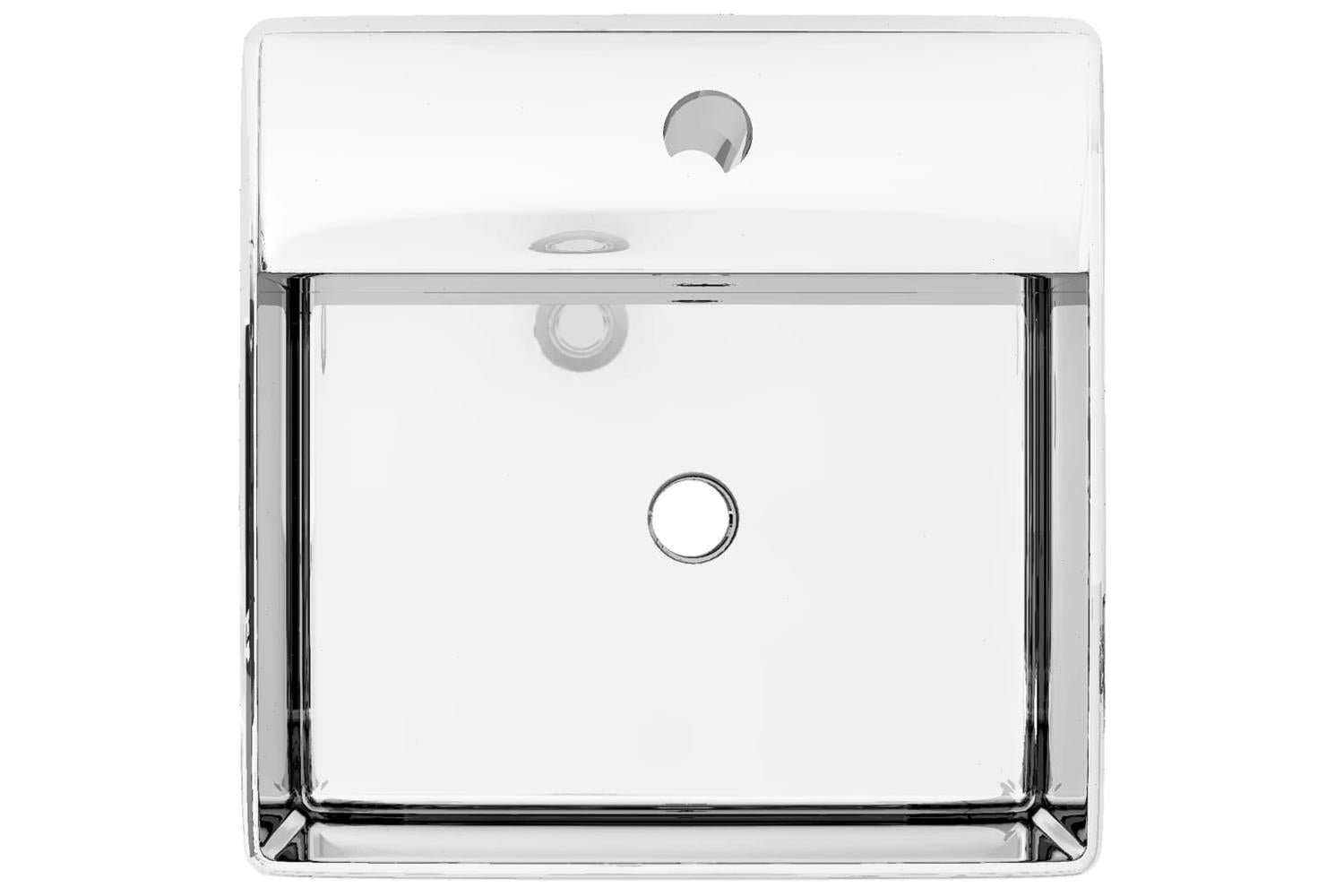 vidaXL 143477 Wash Basin With Overflow 41x41x15cm Ceramic Silver-3