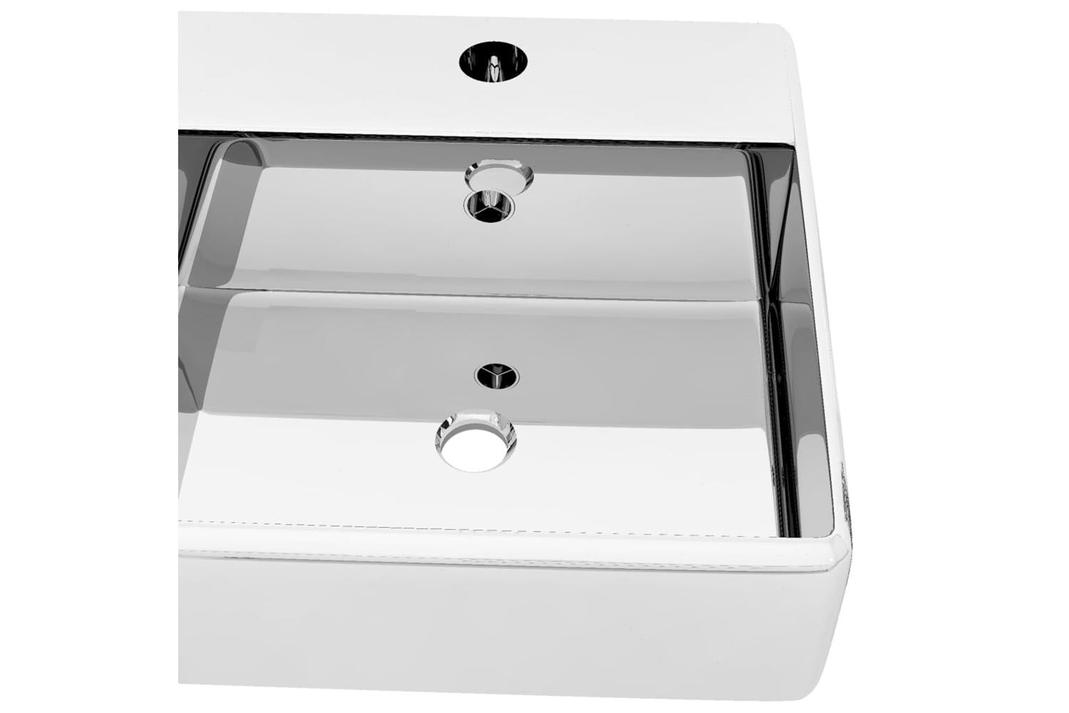 vidaXL 143477 Wash Basin With Overflow 41x41x15cm Ceramic Silver-4