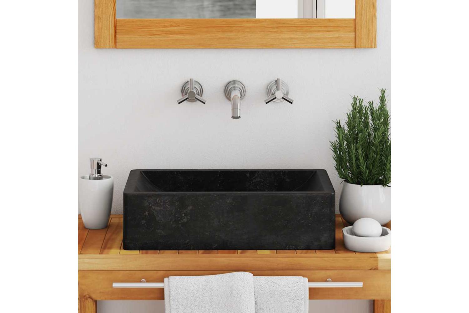 Vidaxl Sink 45x30x12 Cm Marble High Gloss Black-3