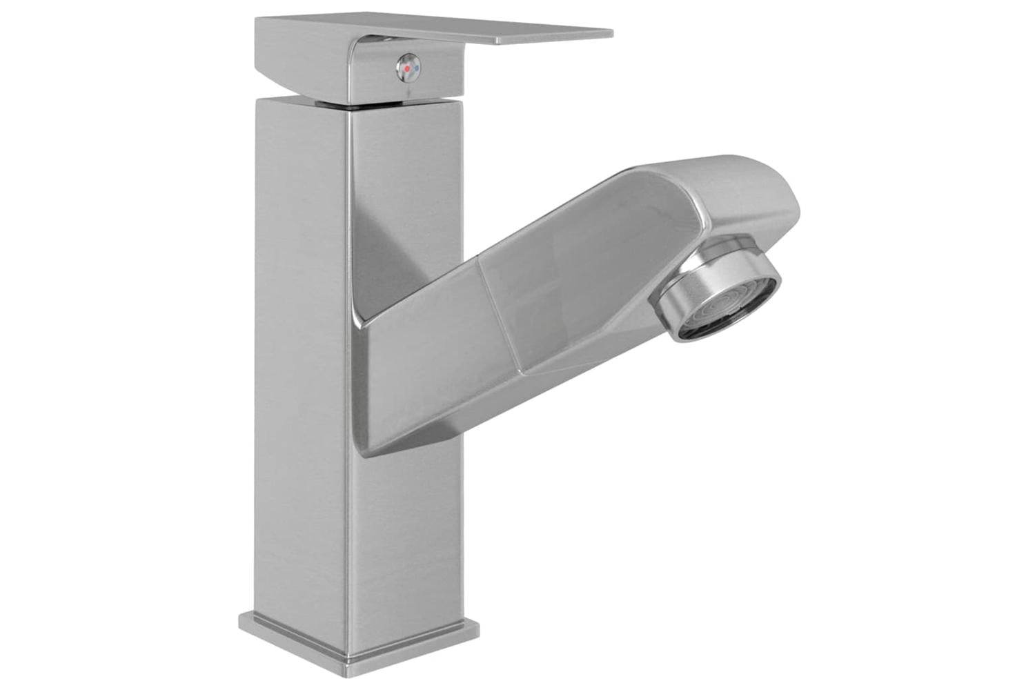 vidaXL 149079 Bathroom Basin Faucet With Pull-out Function Silver 157x172mm-3