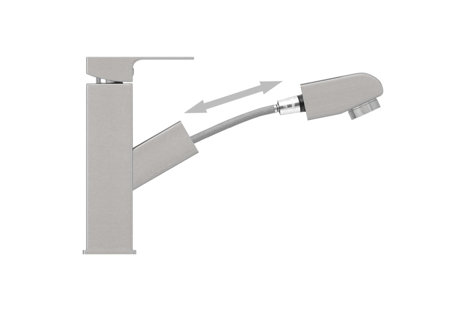 vidaXL 149079 Bathroom Basin Faucet With Pull-out Function Silver 157x172mm-5