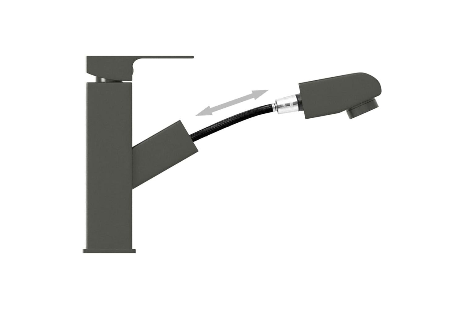 vidaXL 149078 Bathroom Basin Faucet With Pull-out Function Grey 157x172mm-5