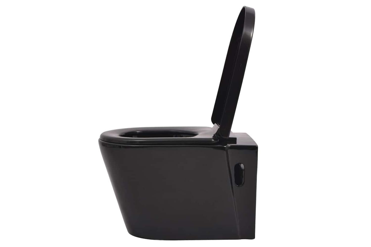 Vidaxl Wall Hung Toilet With Concealed Cistern Ceramic Black-4