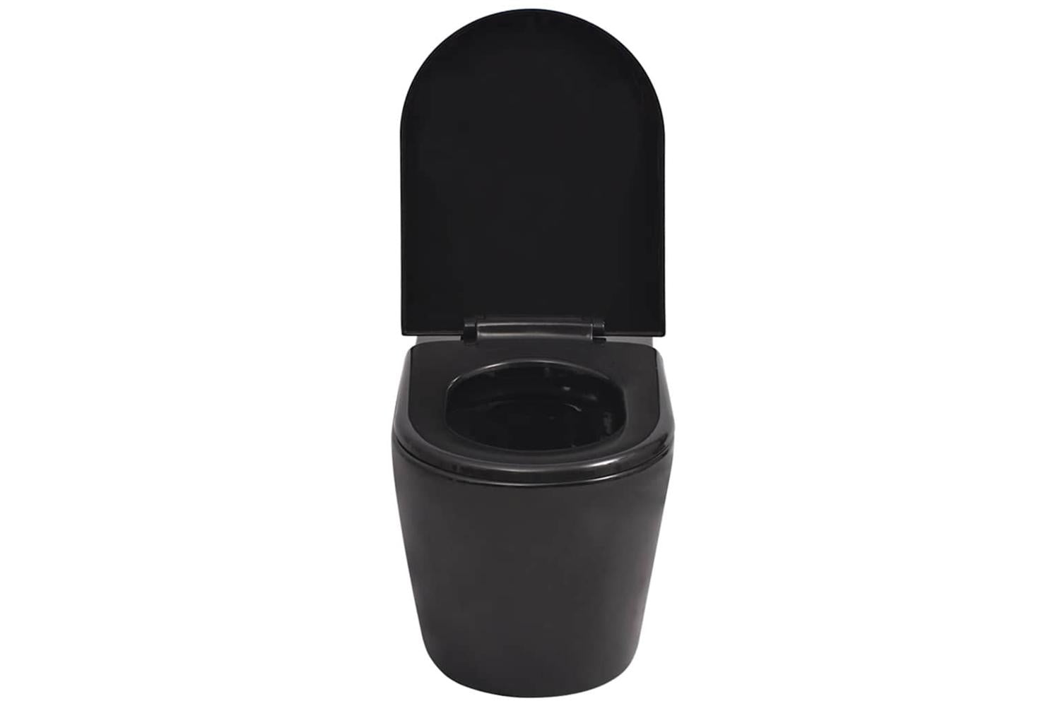 Vidaxl Wall Hung Toilet With Concealed Cistern Ceramic Black-5