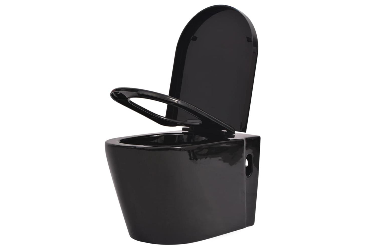 Vidaxl 3054477 Wall Hung Toilet With Concealed Cistern Ceramic Black-3